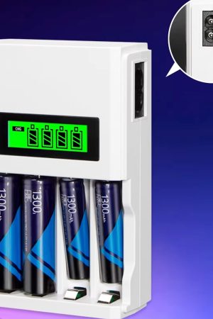 Greenload-Battery chargers,Intelligent USB-C Four Slot Quick Battery Charger for Li-Ion/Ni-MH/Ni-Cd/IMR 16340 14500 18650 21700 20700 AA AAA and More Batteries